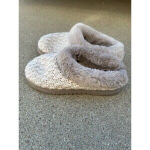 Dearfoams Hannah Knit Clog Slippers Oatmeal Heather Women’s M 7-8 - Good